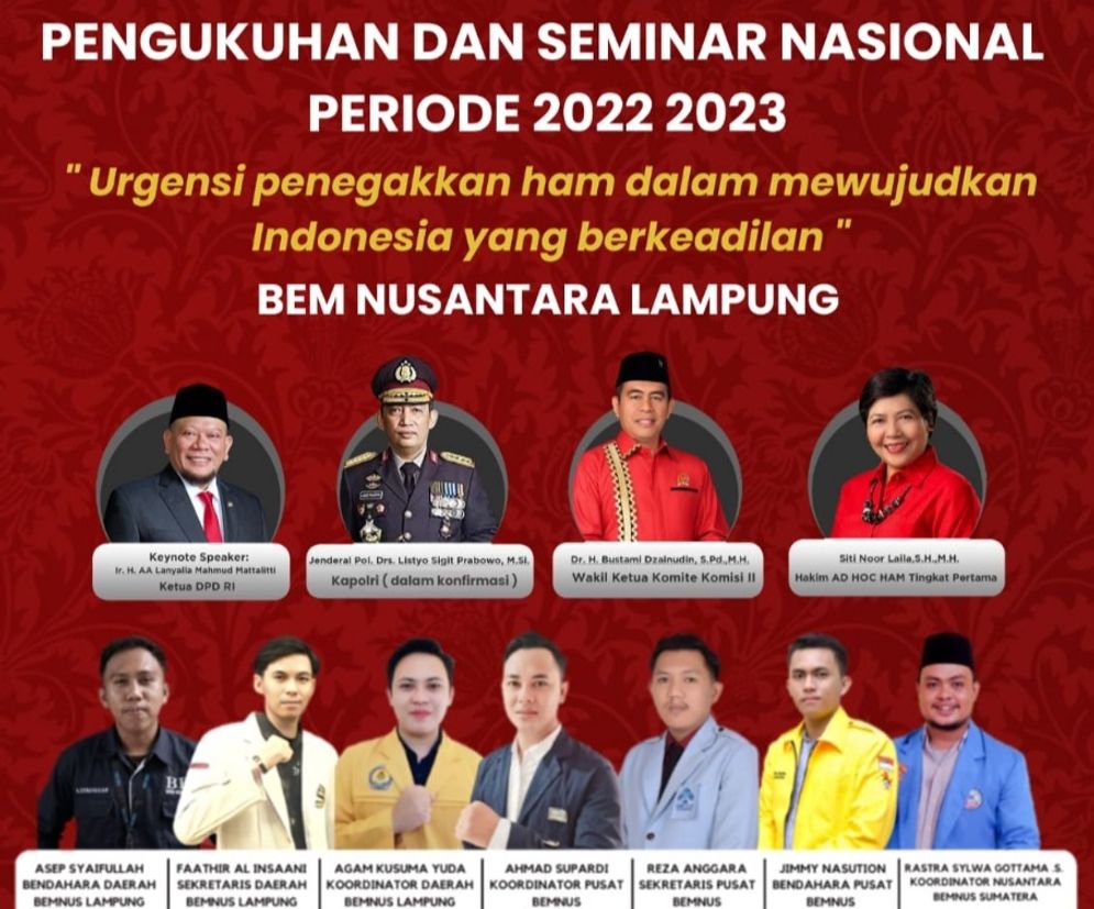 Semnas Aliansi BEM Nusantara Lampung akan Bahas Pentingnya Penegakan HAM Berkeadilan