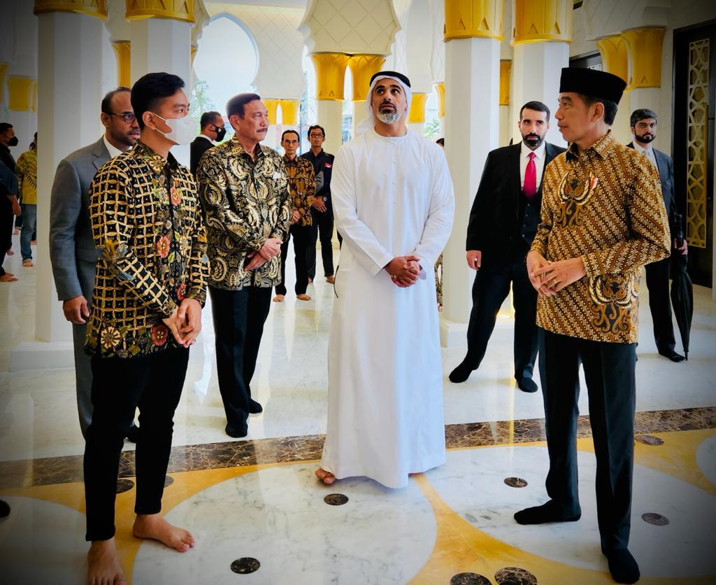Putra presiden PEA bertemu presiden Jokowi di Masjid Raya Sheikh Zayed