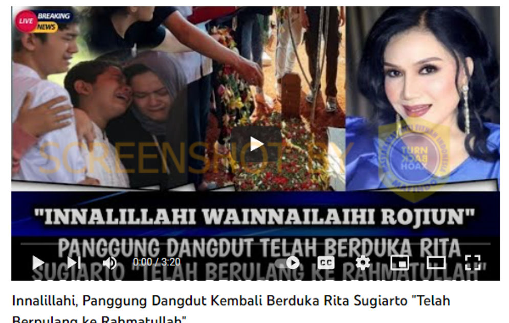 Hoax Penyanyi Dangdut Rita Sugiarto Meninggal