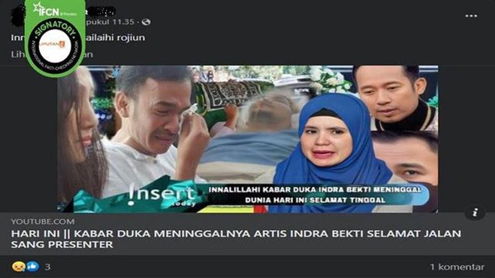 Hoax Indra Bekti Meninggal, Cek Faktanya