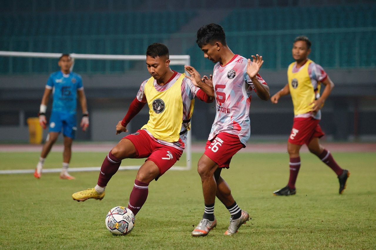 Pemain klub liga 2 FC Bekasi City sedang berlatih. (Foto : LIB)