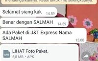 Contoh penipuan dengan metode sniffing atau penyadapan yang kini marak terjadi. Pelaku menyaru sebagai kurir paket untuk membobol rekening bank korban.