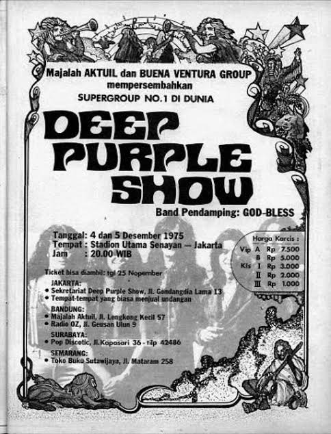 Poster konser Deep Purple di Indonesia pada tahun 1975. 