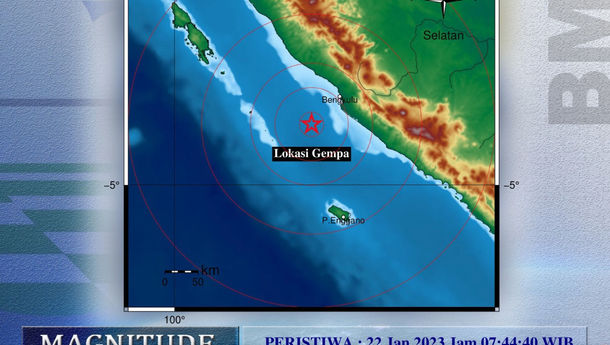 Hari Ini Bengkulu Kembali Diguncang Gempa 4,5 SR