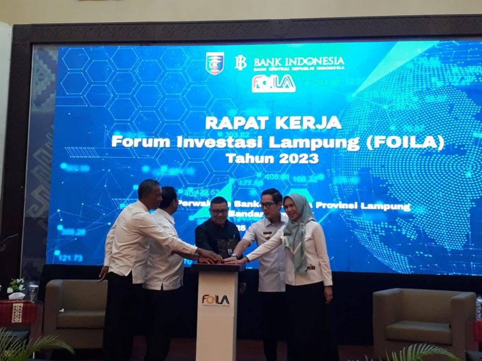 Kantor Perwakilan Bank Indonesia (KPw BI) Lampung menggelar kegiatan Rapat Kerja Forum Investasi Lampung (FOILA) 2023 di Auditorium Bank Indonesia pada Rabu, 25 Januari 2023.