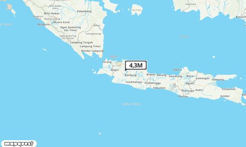 Pusat gempa berada di darat 7 km Barat Laut Kab. Cianjur