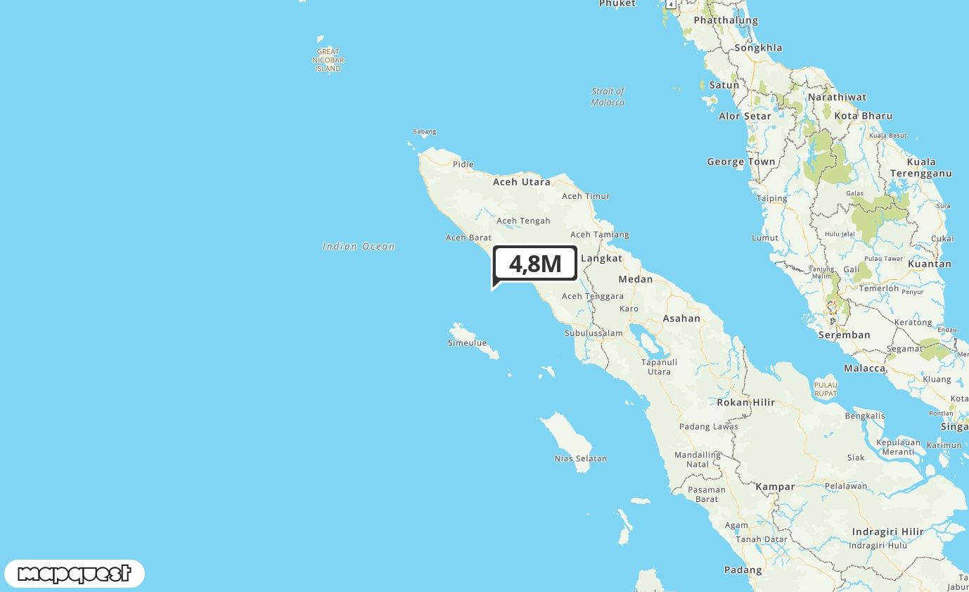 Pusat gempa berada di Laut 91 km Tenggara Meulaboh