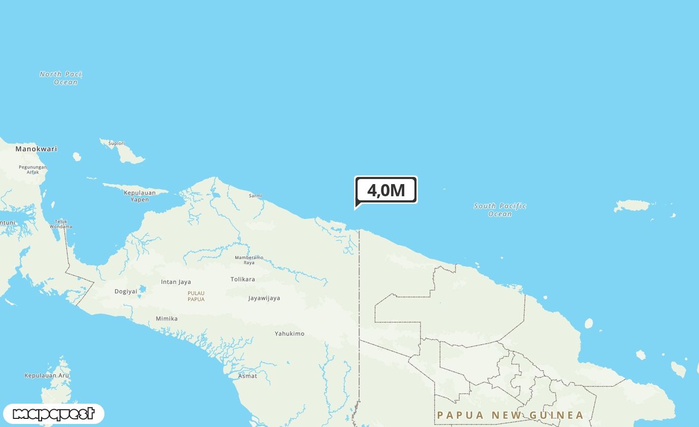 Pusat gempa berada di laut 39 km TimurLaut Kota Jayapura