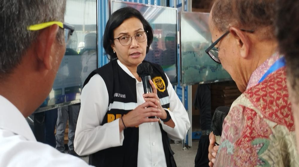 Sri Mulyani di kawasan pabrik PT Samsung Electronics Indonesia, Cikarang, Jumat,27 Januari 2023