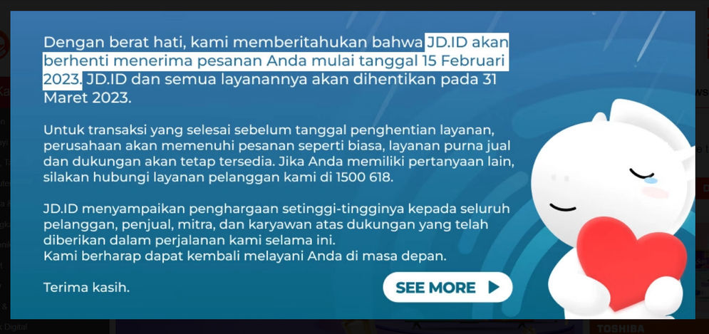 JD.ID Tutup, Medio Februari Hentikan Layanan Pesanan