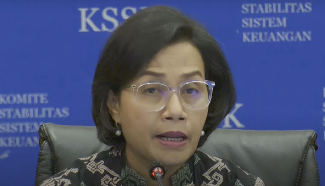 Menteri Keuangan Sri Mulyani dalam konferensi pers Rapat Berkala KSSK I 2023, Selasa, 31 Januari 2023.