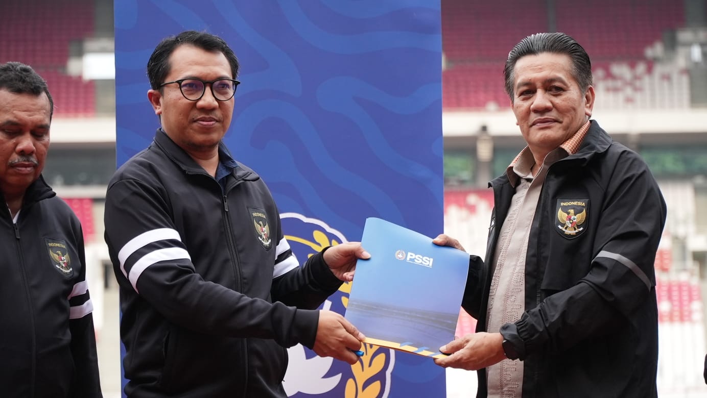 Komite Pemilihan PSSI mengumumkan daftar calon sementara ketum, waketum dan anggota Komite Eksekutif (Exco) PSSI periode 2023-2027 yang lolos verifikasi di Stadion Utama Gelora Bung Karno, Jakarta, Selasa 31 Januari 2023.  