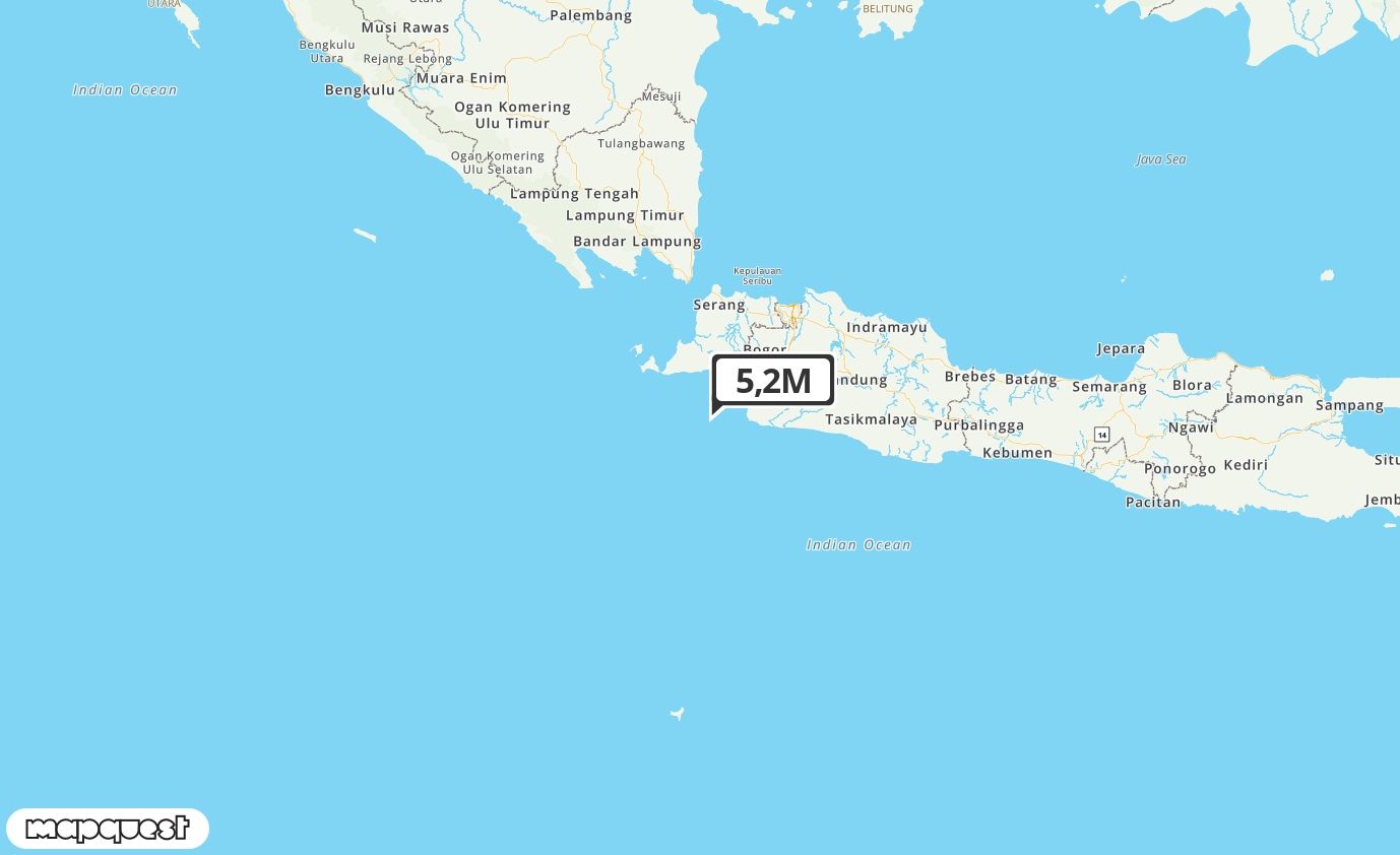 Pusat gempa berada di laut 66 km Tenggara Muarabinuangeun