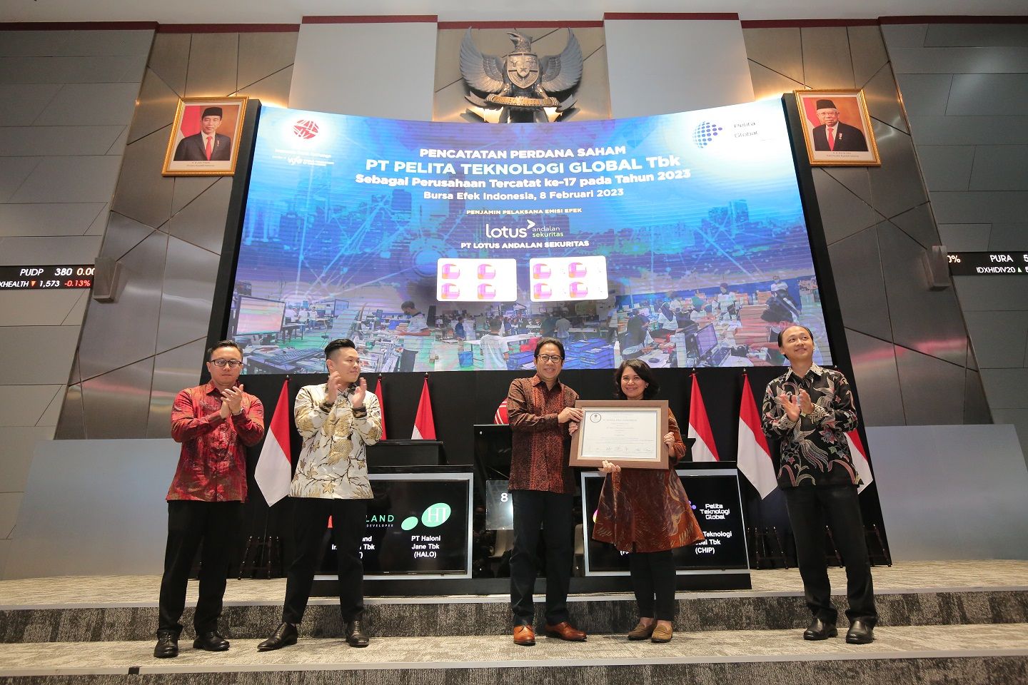 PT Pelita Teknologi Global Tbk (CHIP) melantai perdana di Bursa Efek Indonesia (BEI), Rabu, 8 Februari 2023.