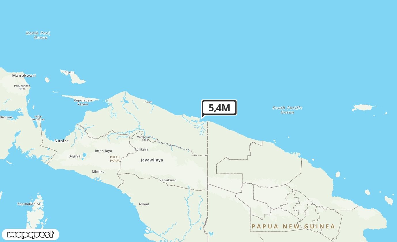 Pusat gempa berada di Darat 9 Km Barat Daya Kota Jayapura