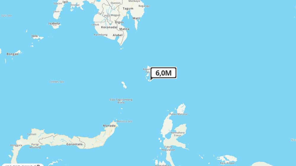 Pusat gempa berada di Laut 37 km Tenggara Melonguane