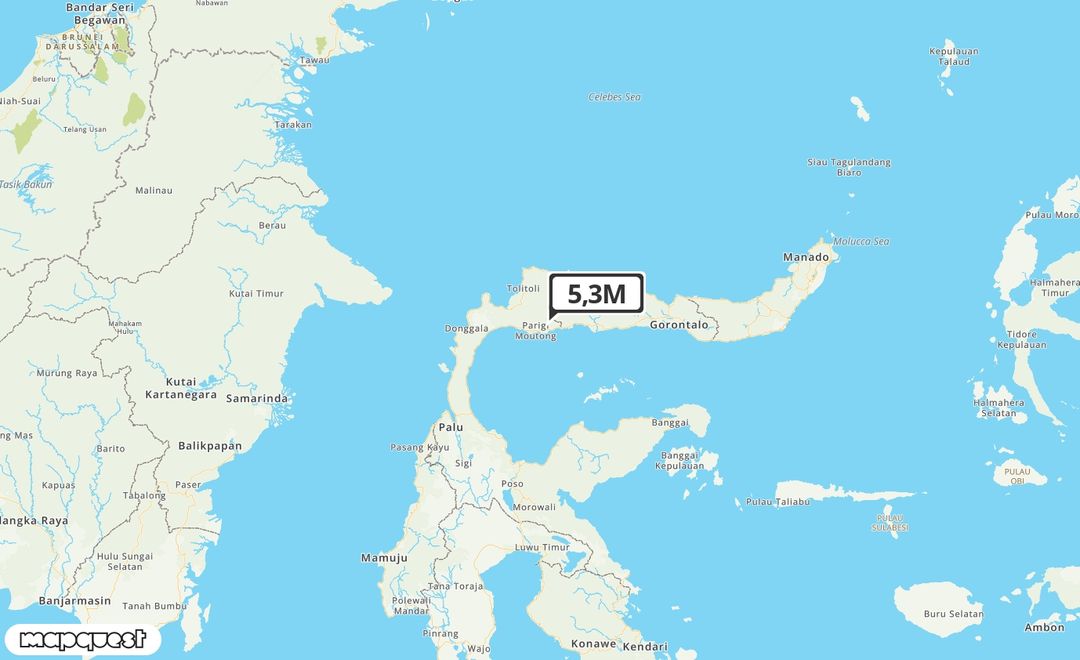 Pusat gempa berada di darat 30 km Tenggara Parigi Moutong