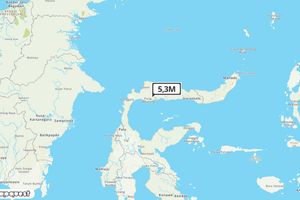 Pusat gempa berada di darat 30 km Tenggara Parigi Moutong