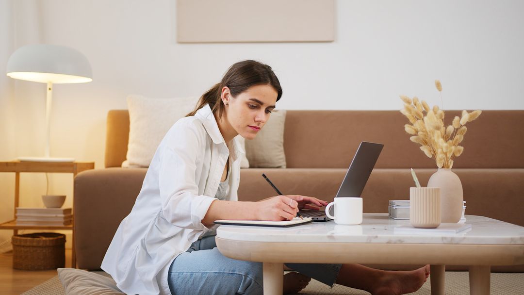 Photo by Artem Podrez: https://www.pexels.com/photo/young-woman-using-laptop-and-taking-notes-4492126/