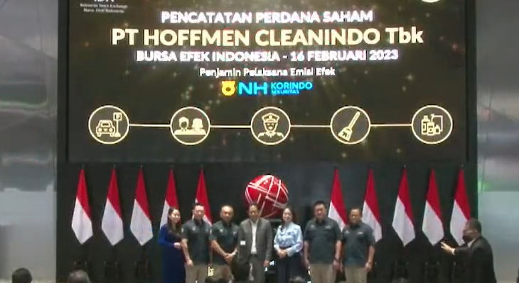  PT Hoffmen Cleanindo Tbk (KING) melantai perdana di Bursa Efek Indonesia (BEI) mulai Kamis, 16 Februari 2023.
