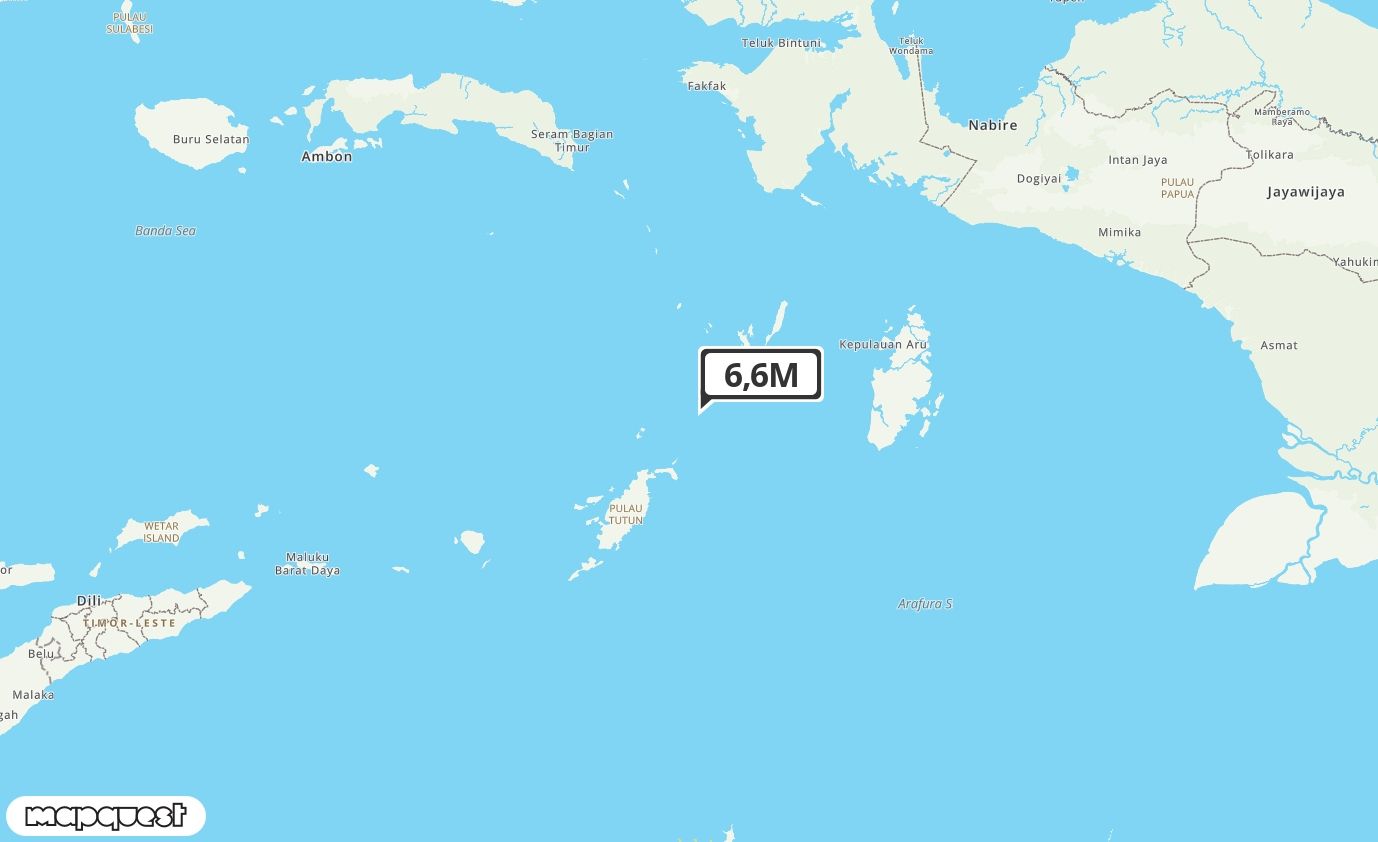 Pusat gempa berada di laut 125 km BaratDaya Maluku Tenggara
