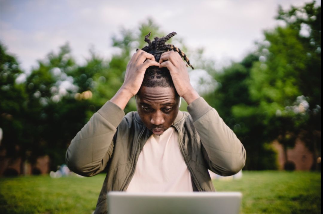 Photo by Ketut Subiyanto: https://www.pexels.com/photo/stressed-black-male-entrepreneur-working-on-laptop-in-park-4560092/