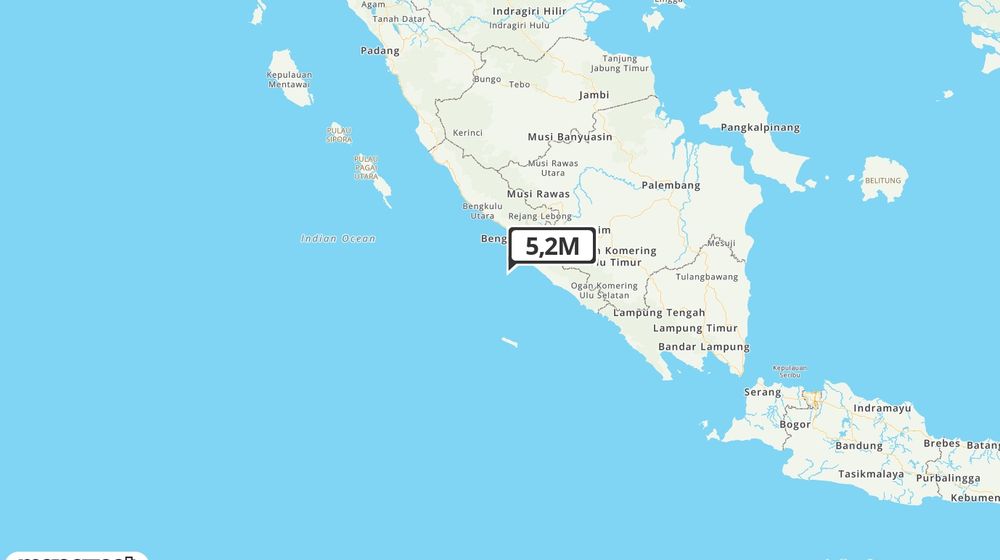 Pusat gempa berada di laut 63 km barat daya Seluma