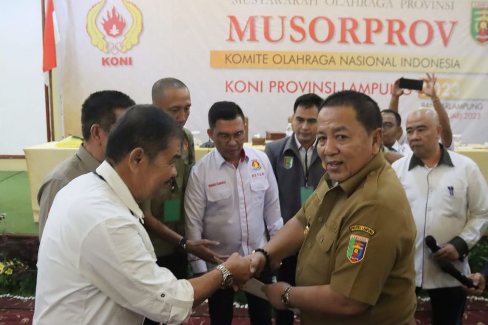 Gubernur Lampung Arinal Djunaidi terpilih menjadi Ketua Umum KONI Provinsi Lampung masa bakti 2023-2027.