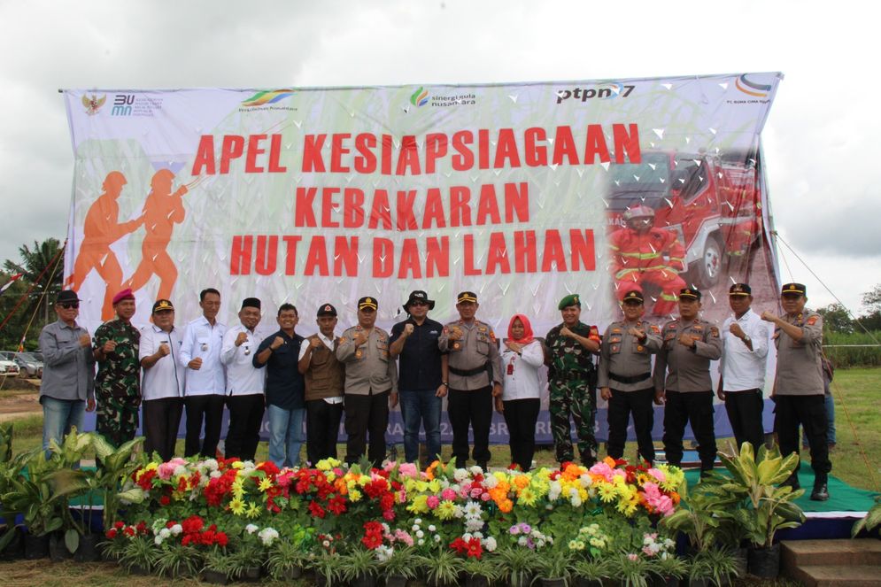 Antisipasi kebakaran lahan dan hutan, PT Buma Cima Nusantara (BCN) Unit Bungamayang (Buma) menggelar Apel Siaga Bencana Kebakaran Hutan dan Lahan (Karhutla)