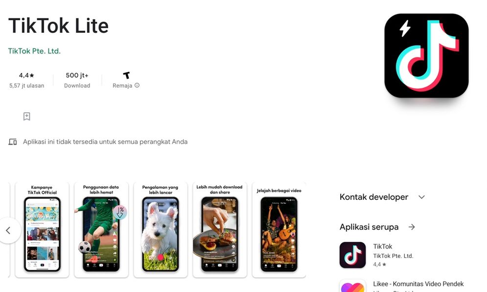 Aplikasi TikTok Lite