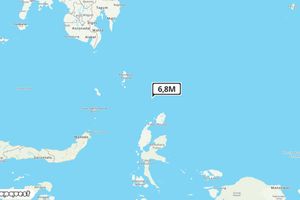 Pusat gempa berada di laut 133 km BaratLaut Daruba