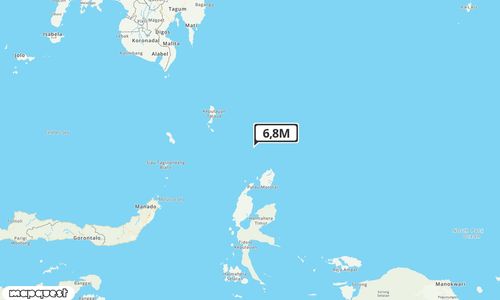 Pusat gempa berada di laut 133 km BaratLaut Daruba