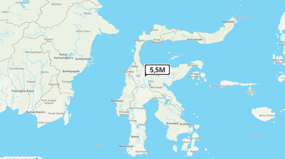Pusat gempa berada di darat 42 km Tenggara Sigi