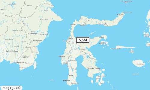 Pusat gempa berada di darat 42 km Tenggara Sigi