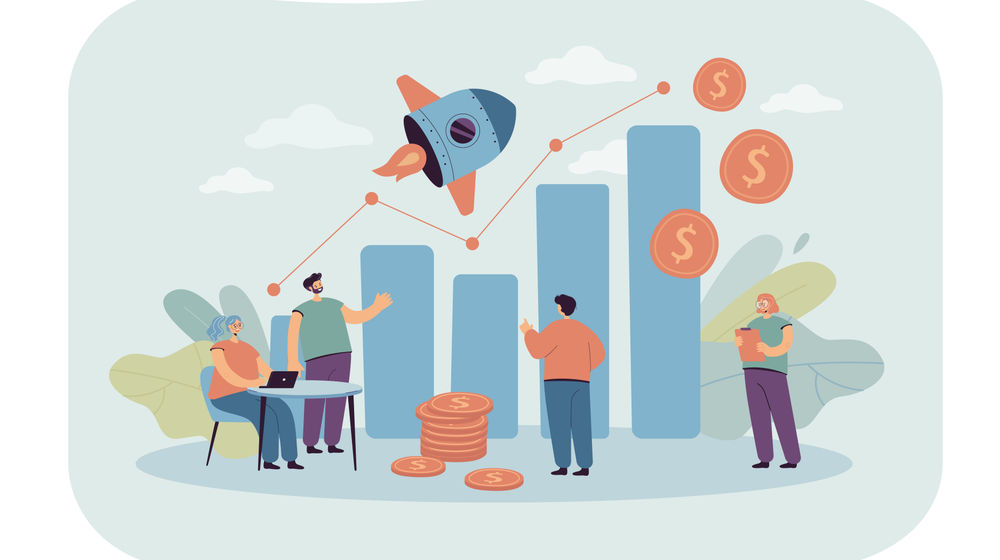 Tiny sales managers looking at growth chart.jpg