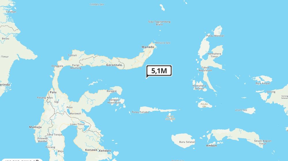 Pusat gempa berada di laut 97 km Tenggara Kota Bolaanguki