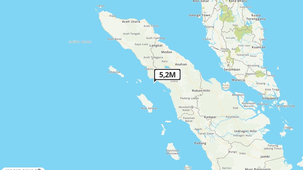 Pusat gempa berada dilaut 42 km Tenggara Kab- Aceh Singkil