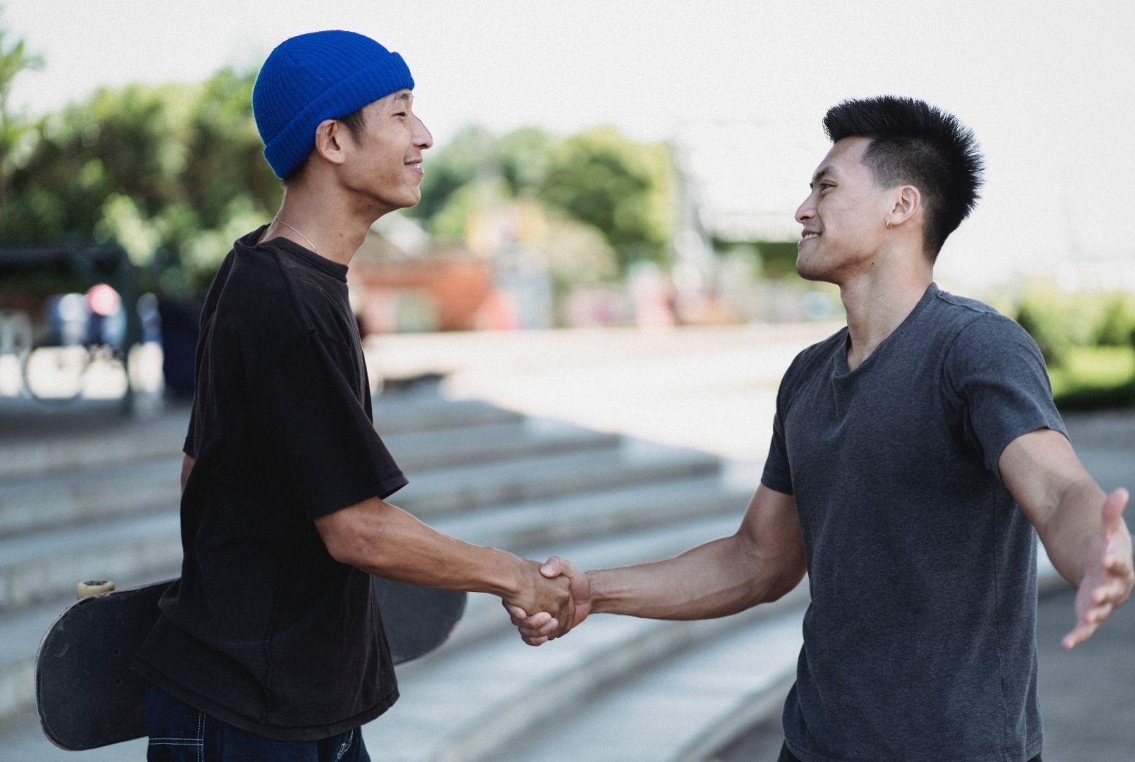 Photo by Allan Mas: https://www.pexels.com/photo/content-asian-men-shaking-hands-on-sunny-street-5368947/