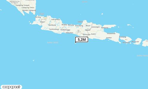 Pusat gempa berada di laut 126 km BaratDaya Kulonprogo