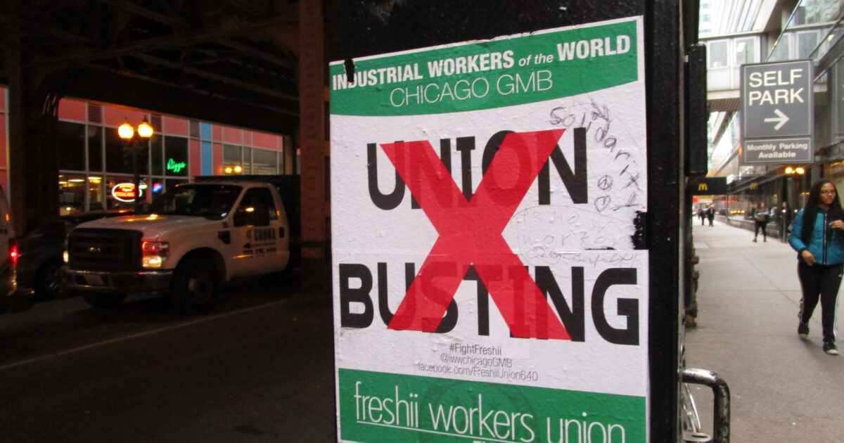 Ilustrasi pemberangusan serikat pekerja (union busting).