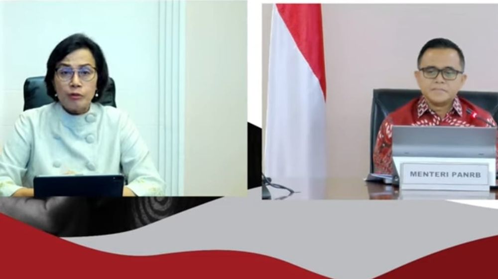 konferensi pers THR dan Gaji 13, Menteri Keuangan dan Menteri PANRB.jpg