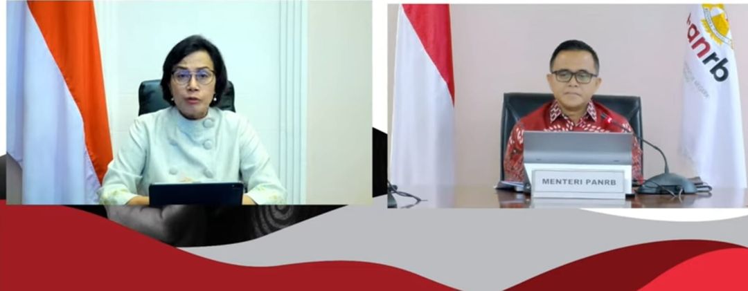 konferensi pers THR dan Gaji 13, Menteri Keuangan dan Menteri PANRB