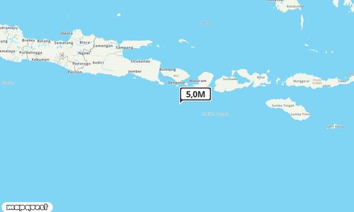 Pusat gempa berada di laut 97 km Barat Daya Kuta Selatan