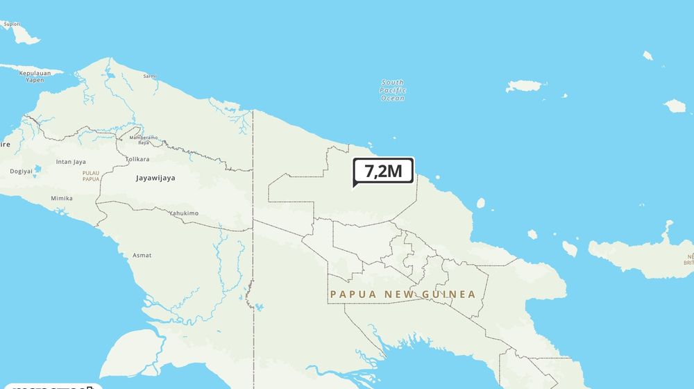Pusat gempa berada di darat 115 km BaratDaya Wewak
