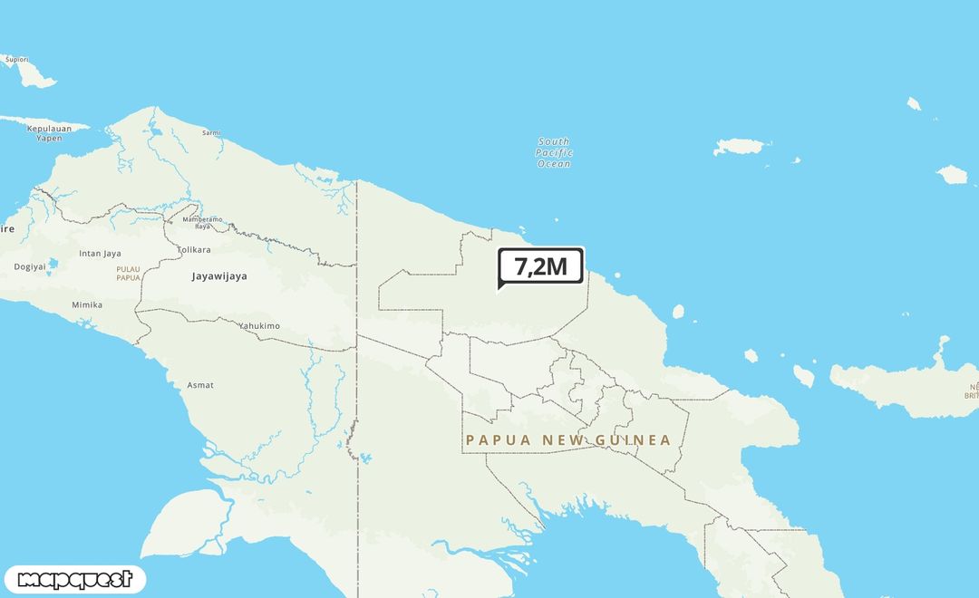 Pusat gempa berada di darat 115 km BaratDaya Wewak