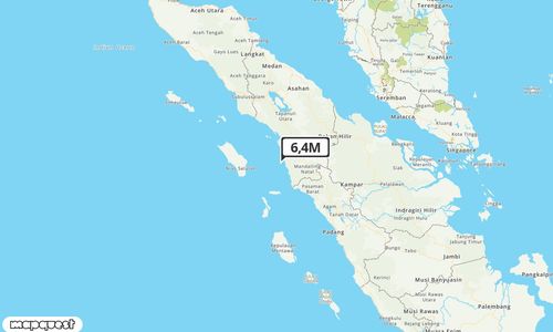 Pusat gempa berada di laut 82 km Barat Daya Padang Sidempuan