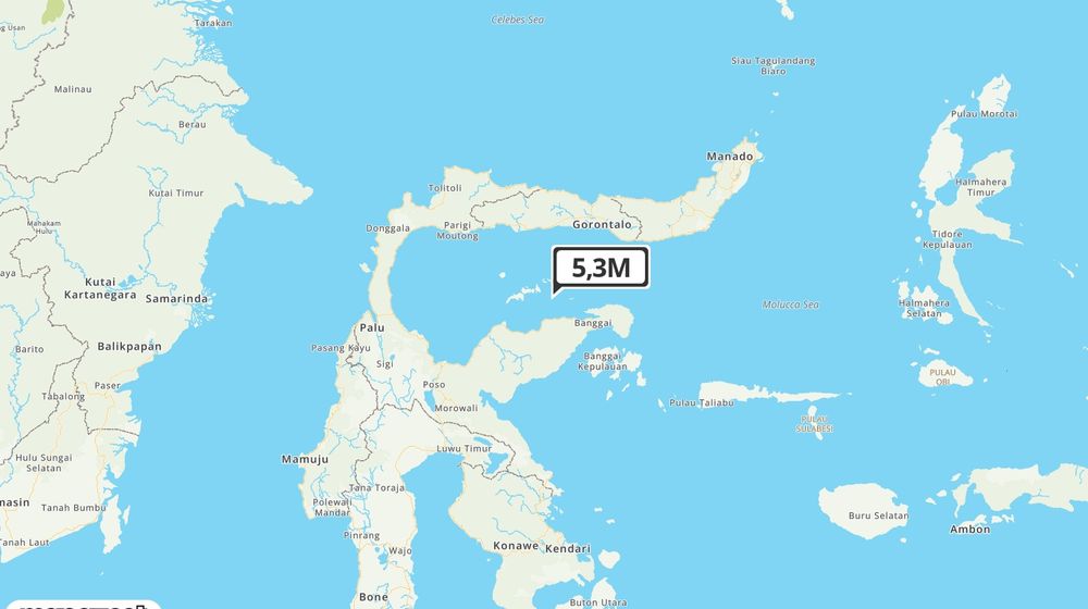 Pusat gempa berada di laut 93 km TimurLaut Tojo Una-Una
