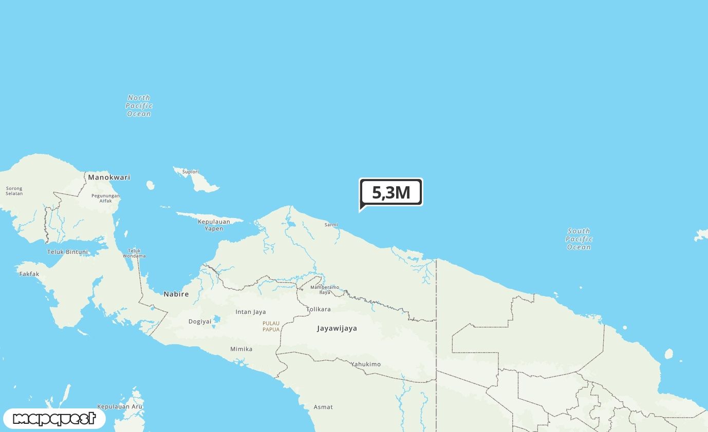 Pusat gempa berada di Laut 57 km TimurLaut Sarmi