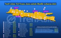 Tarif Tol Trans Jawa pada periode mudik Lebaran 2023 untuk kendaraan golongan I (sedan, jip, pick up/truk kecil, dan bus).