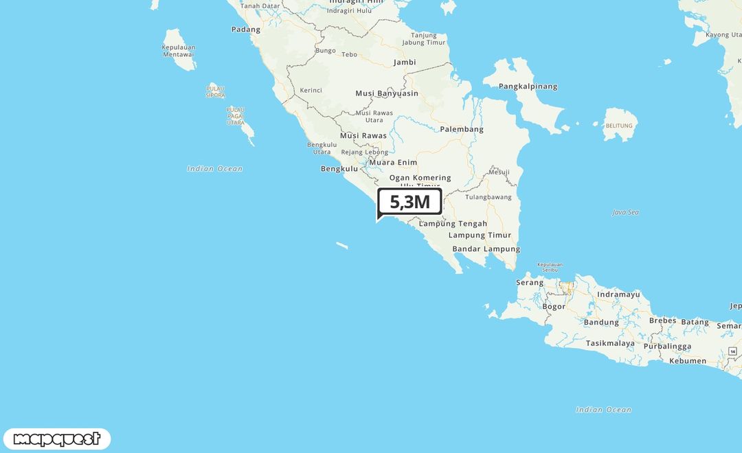 Pusat gempa berada di laut 58 km Barat Daya Bengkulu Selatan